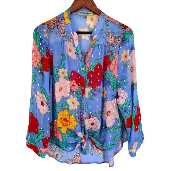 Anthropologie Tops - NEW NWOT Figueroa Fig & Flower Anthropologie Sparkly Blouse Shirt Top Tropical